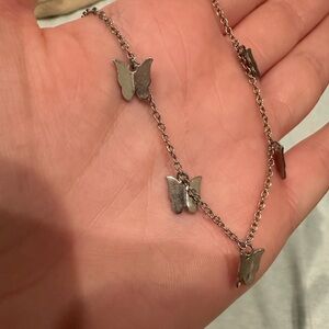 Silver butterfly chocker necklace